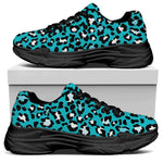 Turquoise Leopard Print Black Chunky Shoes