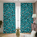 Turquoise Leopard Print Dimout Pencil Pleat Curtains