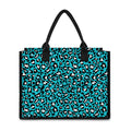 Turquoise Leopard Print Canvas Tote Bag