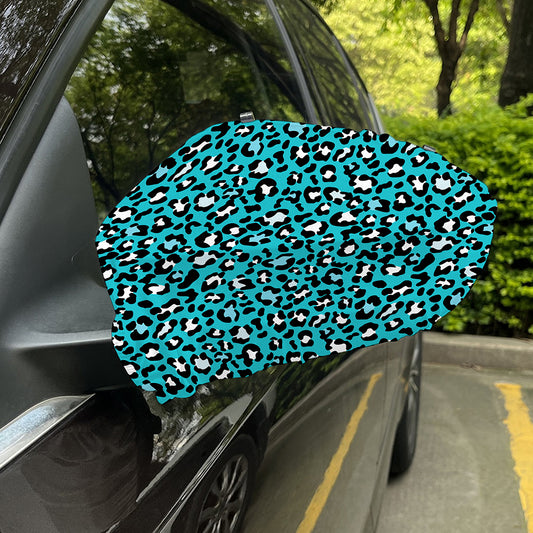Turquoise Leopard Print Car Side Mirror Covers