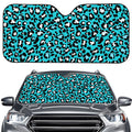 Turquoise Leopard Print Car Windshield Sun Shade