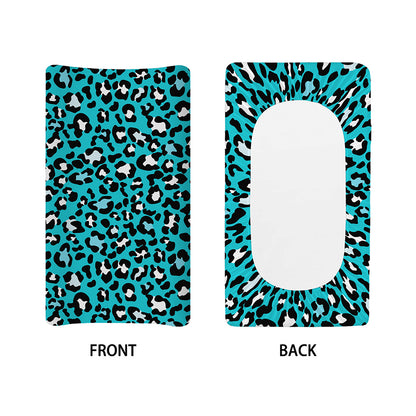 Turquoise Leopard Print Changing Pad Cover