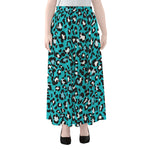 Turquoise Leopard Print Chiffon Maxi Skirt