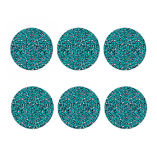Turquoise Leopard Print Coaster Set
