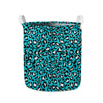 Turquoise Leopard Print Collapsible Laundry Basket