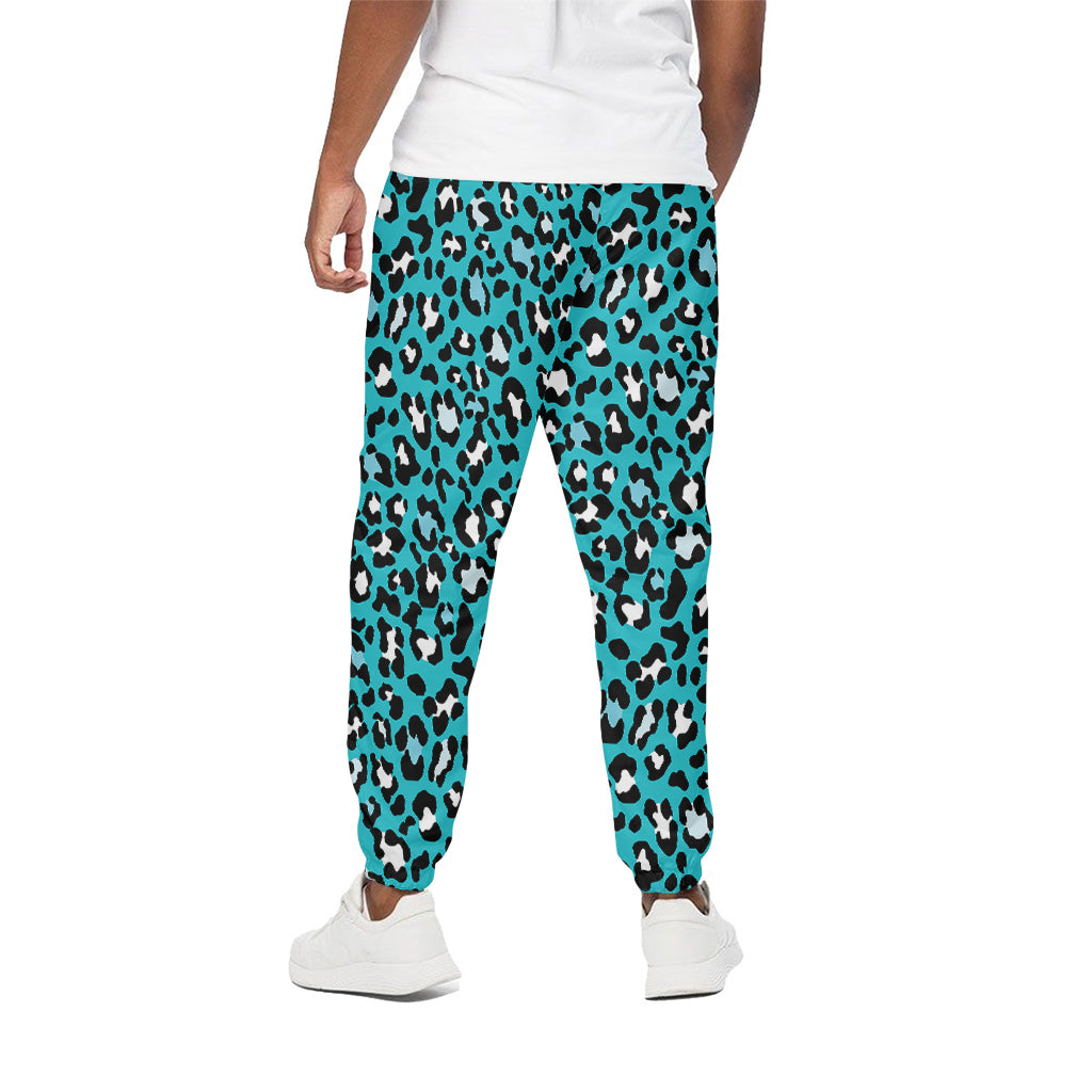Turquoise Leopard Print Cotton Pants