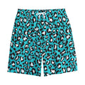 Turquoise Leopard Print Cotton Shorts