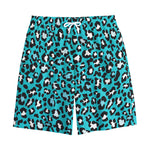 Turquoise Leopard Print Cotton Shorts