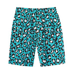 Turquoise Leopard Print Cotton Shorts