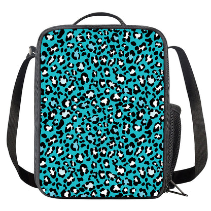 Turquoise Leopard Print Crossbody Lunch Bag