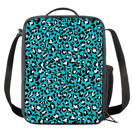 Turquoise Leopard Print Crossbody Lunch Bag