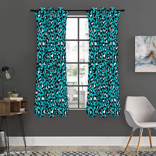 Turquoise Leopard Print Curtain