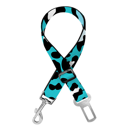 Turquoise Leopard Print Dog Seat Belt