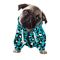 Turquoise Leopard Print Dog Zip Up Hoodie