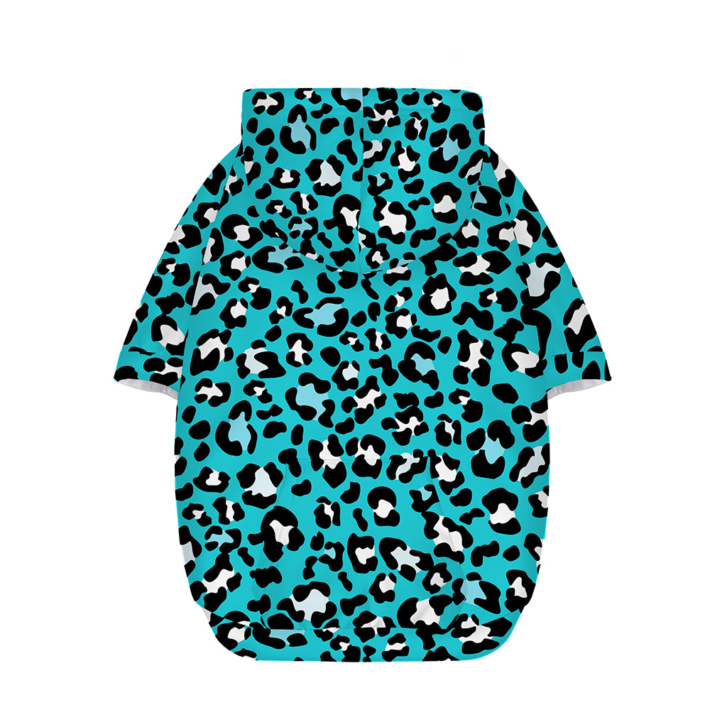 Turquoise Leopard Print Dog Zip Up Hoodie