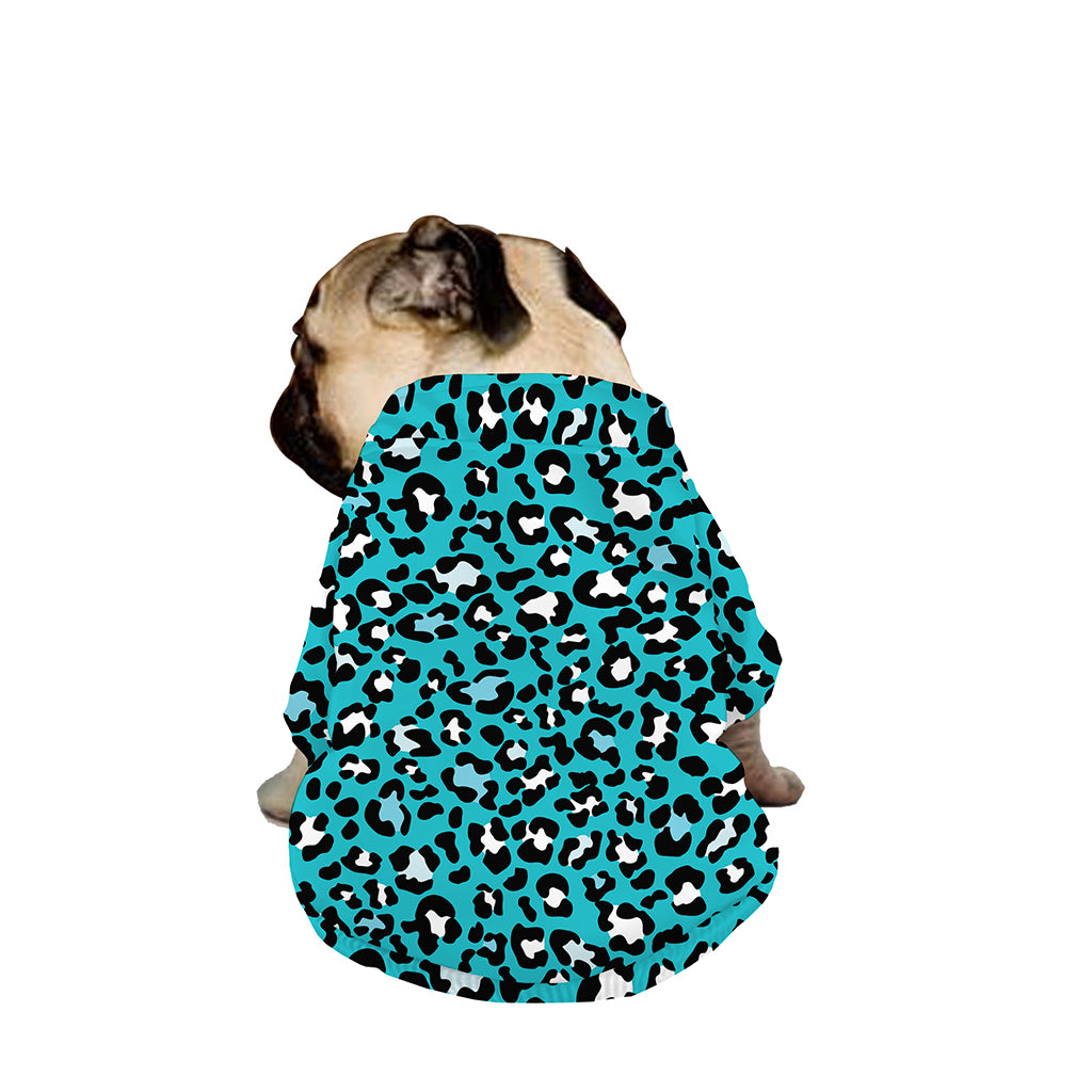 Turquoise Leopard Print Dog Zip Up Jacket