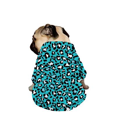 Turquoise Leopard Print Dog Zip Up Jacket