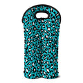 Turquoise Leopard Print Double Neoprene Wine Tote