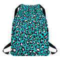 Turquoise Leopard Print Drawstring Backpack