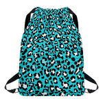 Turquoise Leopard Print Drawstring Backpack