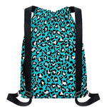 Turquoise Leopard Print Drawstring Backpack