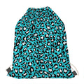 Turquoise Leopard Print Drawstring Bag