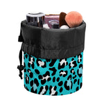 Turquoise Leopard Print Drawstring Makeup Bag