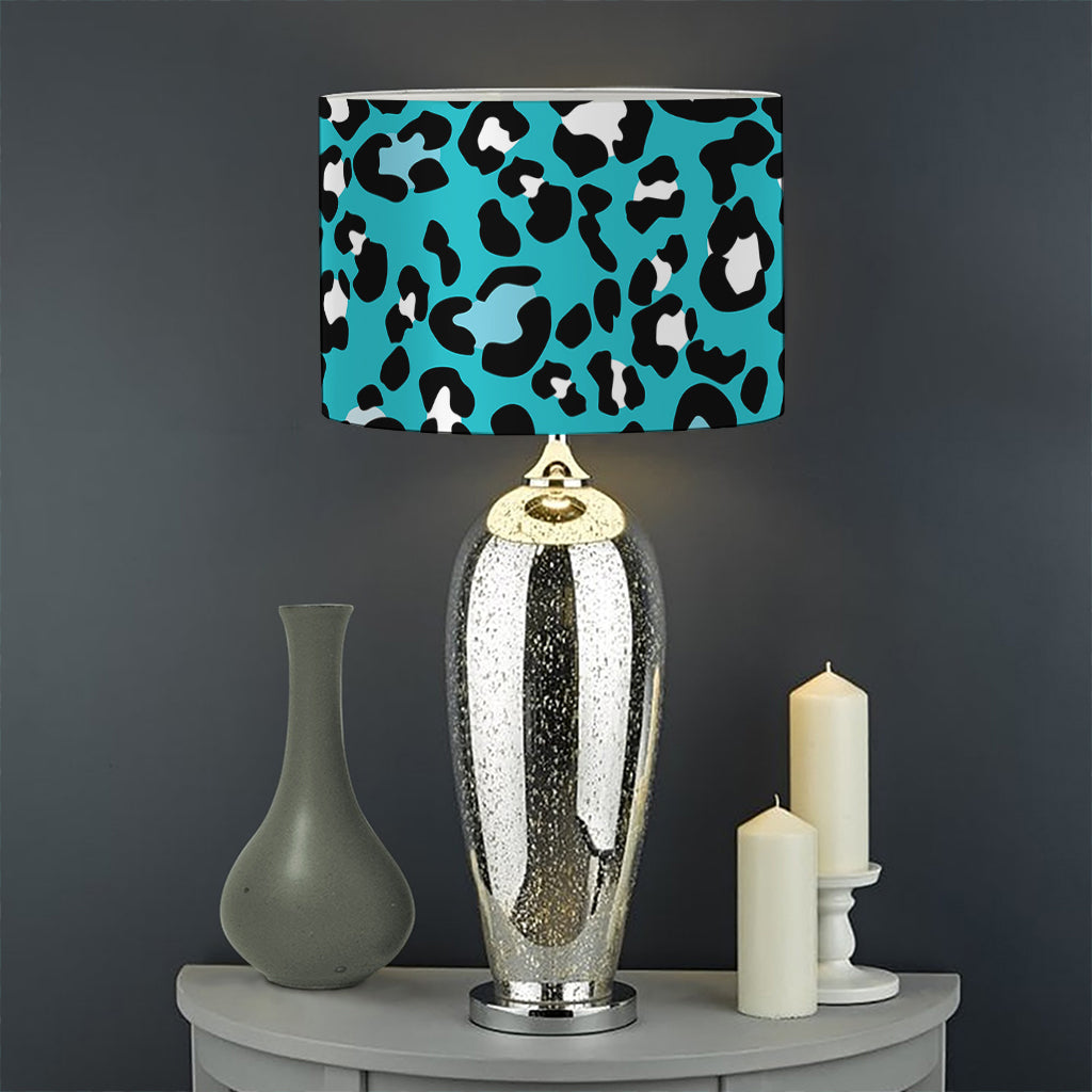 Turquoise Leopard Print Drum Lamp Shade
