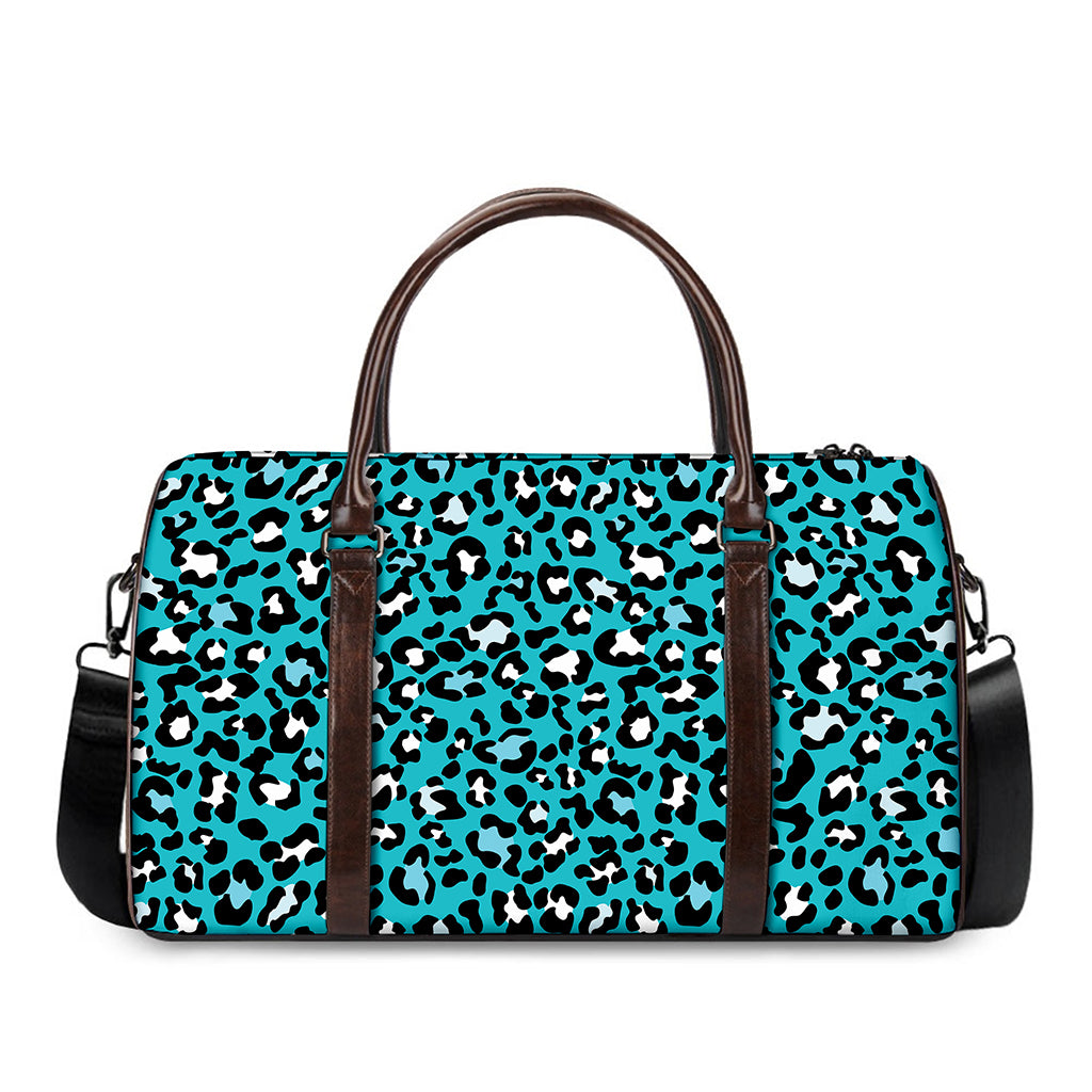 Turquoise Leopard Print Duffle Bag