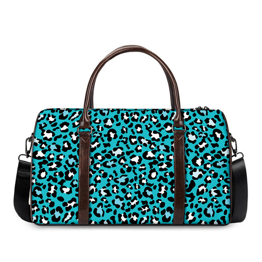 Turquoise Leopard Print Duffle Bag
