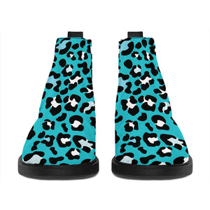 Turquoise Leopard Print Flat Ankle Boots