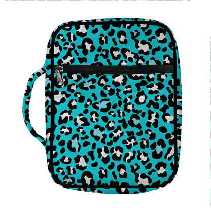 Turquoise Leopard Print Front Pocket Bible Bag