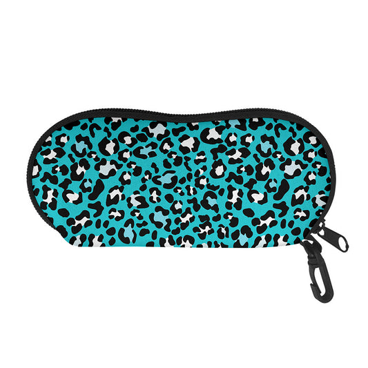 Turquoise Leopard Print Glasses Case