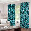 Turquoise Leopard Print Grommet Curtains