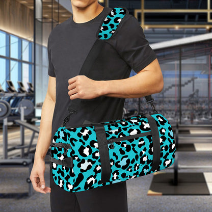 Turquoise Leopard Print Gym Bag