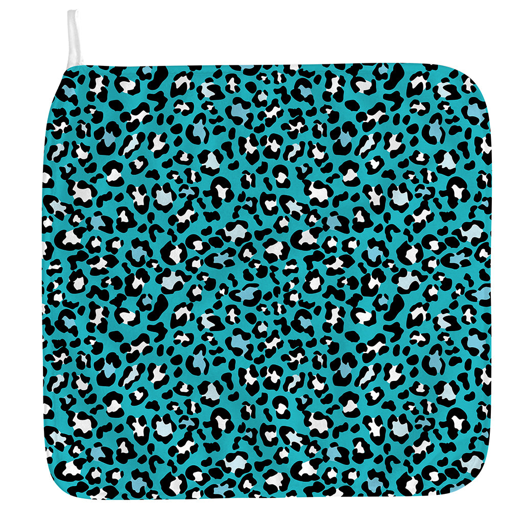 Turquoise Leopard Print Hand Towel