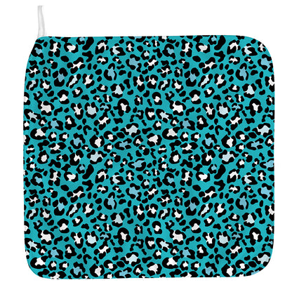 Turquoise Leopard Print Hand Towel