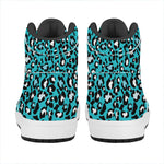Turquoise Leopard Print High Top Leather Sneakers