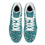 Turquoise Leopard Print High Top Leather Sneakers