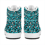 Turquoise Leopard Print High Top Leather Sneakers