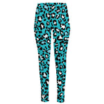 Turquoise Leopard Print High-Waisted Pocket Leggings