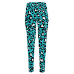 Turquoise Leopard Print High-Waisted Pocket Leggings
