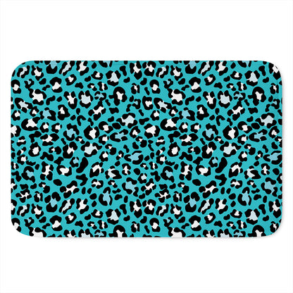 Turquoise Leopard Print Indoor Door Mat