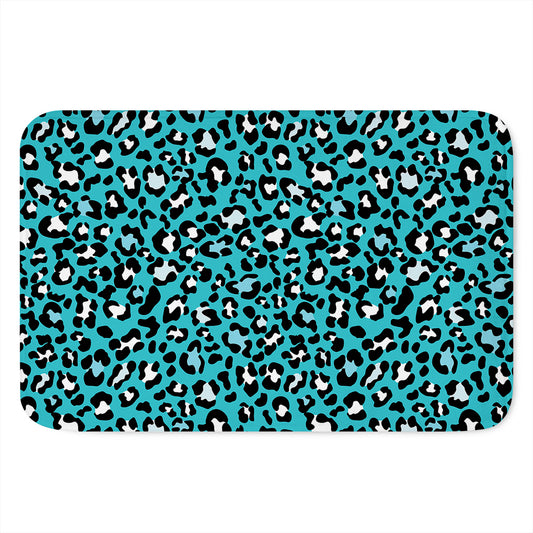 Turquoise Leopard Print Indoor Door Mat