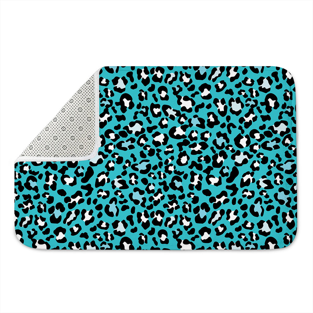 Turquoise Leopard Print Indoor Door Mat