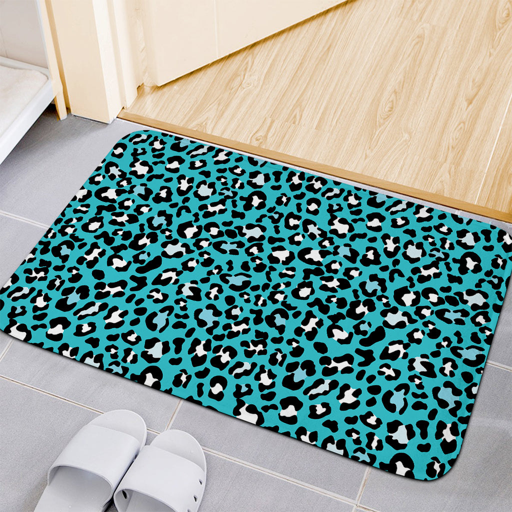 Turquoise Leopard Print Indoor Door Mat