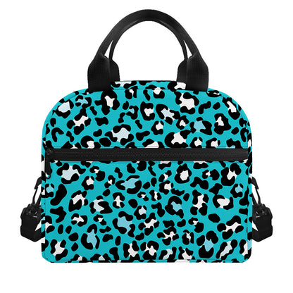 Turquoise Leopard Print Insulated Lunch Bag