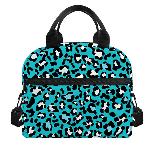 Turquoise Leopard Print Insulated Lunch Bag