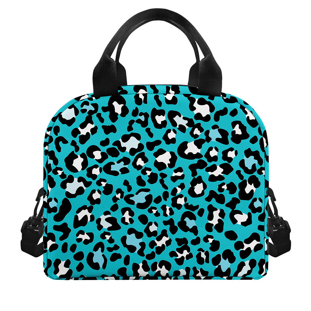 Turquoise Leopard Print Insulated Lunch Bag