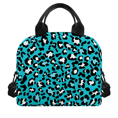 Turquoise Leopard Print Insulated Lunch Bag
